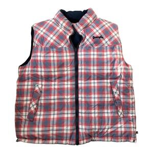 Strangler Reversible Puffer Vest Men's Plaid Western Streetwear Y2K Puffy Jacket